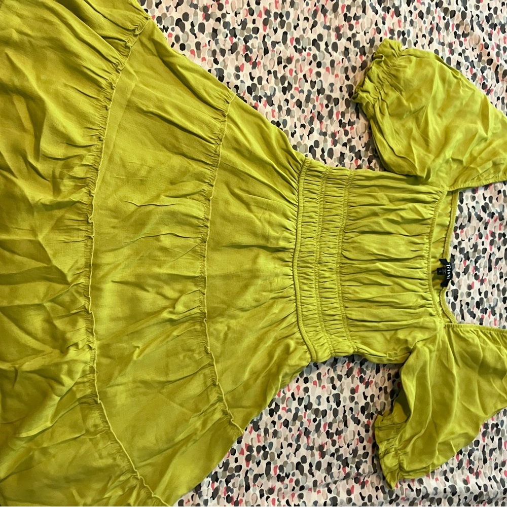 Trixxi Lime Green Gathered Dress